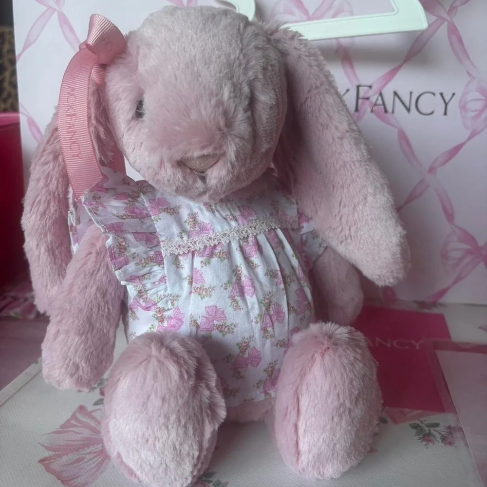 LoveShackFancy and jelly cat bashful pink tulip bunny lsf x ag dress